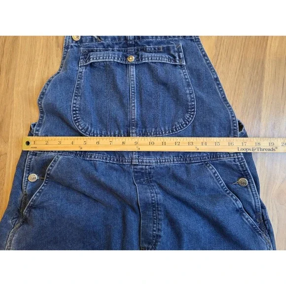 Riveted by Lee Denim Carpenter Bib Overalls Dungarees Size Lp Dungarees Y2K - Picture 7 of 8